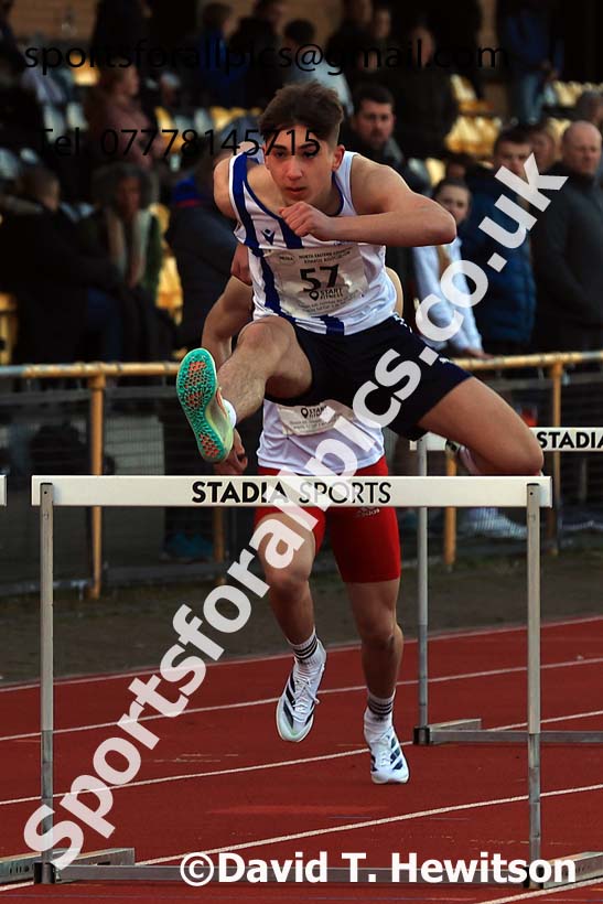 100 metres Hurdles, 2024 NEGP 1, Monkton Stadium, Jarrow. Photo: David T. Hewitson/Sports for All Pics